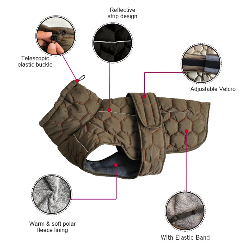 Warme, winddichte Winterjacke für Hunde